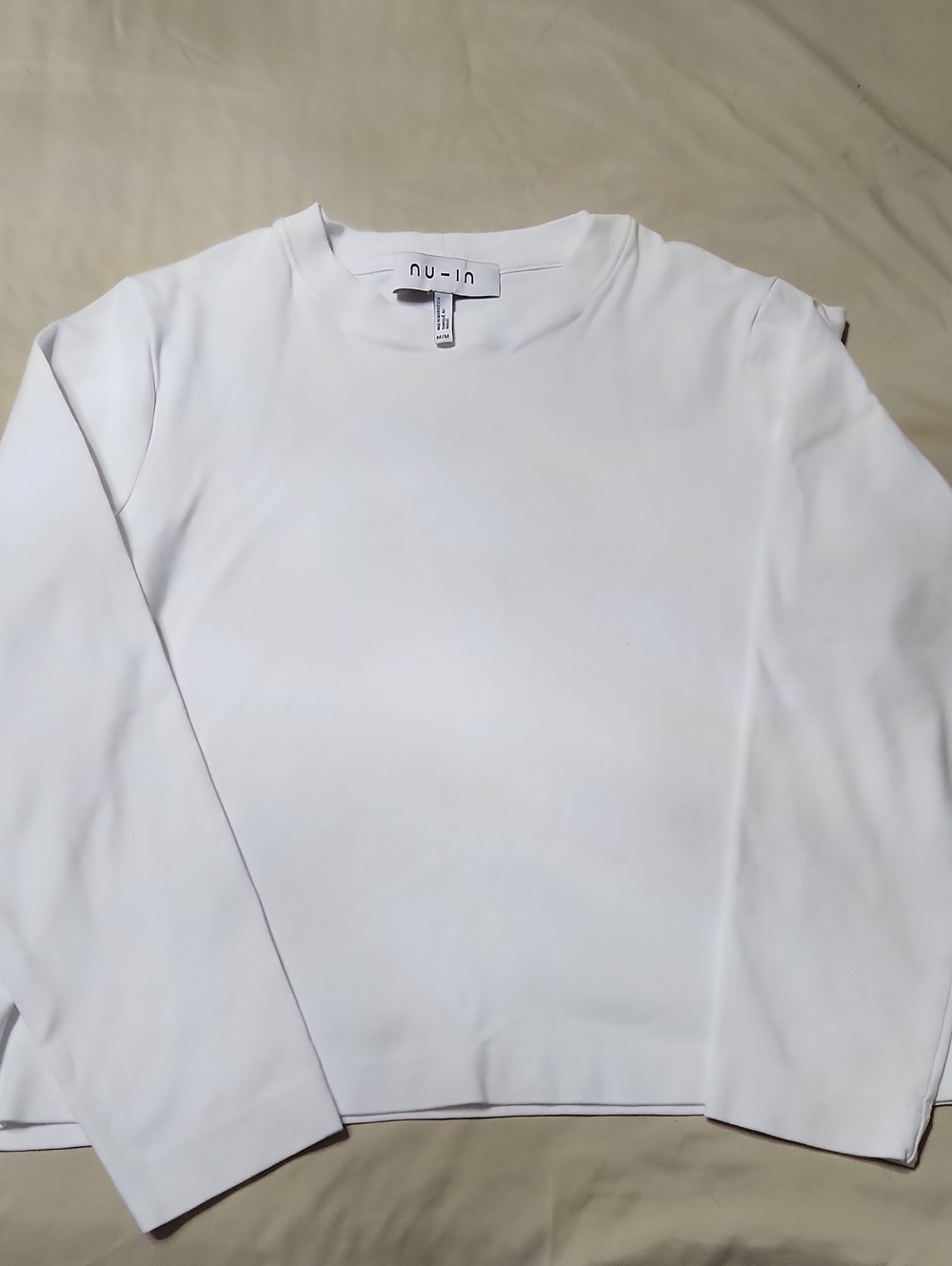Nu-in White Long Sleeve Crewneck Top